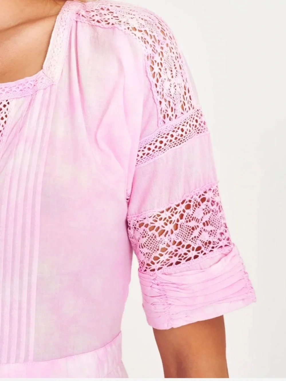 LoveChackFancy pink tiedye Edie cotton midi dress.